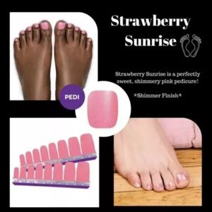 Color Street Pedicure Nail Polish Strips Strawberry Sunrise. New in sealed pkg.